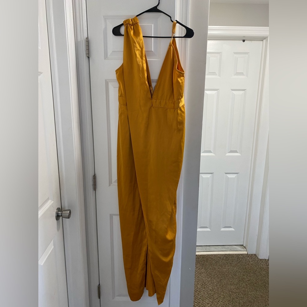 Pretty little thing (PLT) satin gown in color yellow size US 12. Never worn.